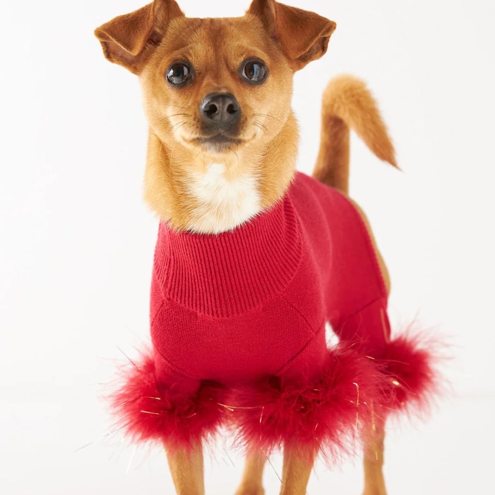 Maxbone Holiday glitz feather onesie, Red, size Small